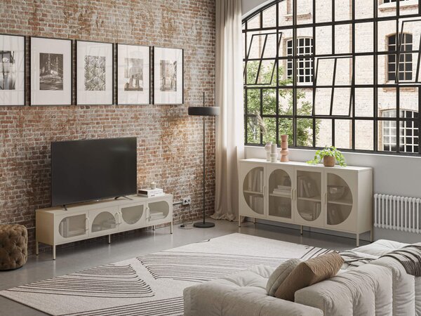 MUZZA TV stolík rayata 180 x 50 cm béžový