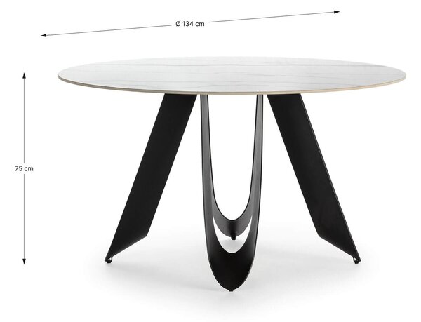 MUZZA Jedálenský stôl layala Ø 135 cm biely/čierny