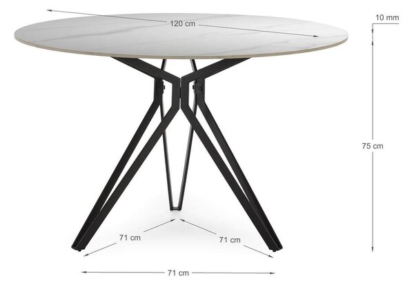 MUZZA Jedálenský stôl ayan Ø 120 cm biely