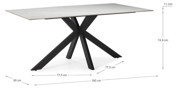 MUZZA Jedálenský stôl babim 180 x 90 cm biely/čierny