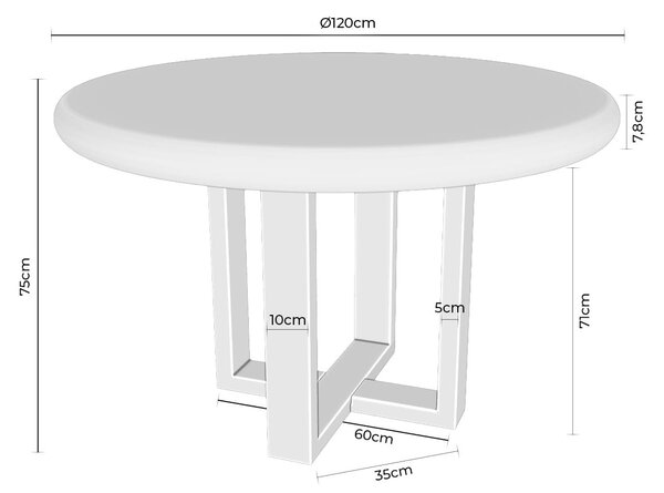 MUZZA Okrúhly jedálenský stôl Lette Ø 120 cm bielo-hnedý