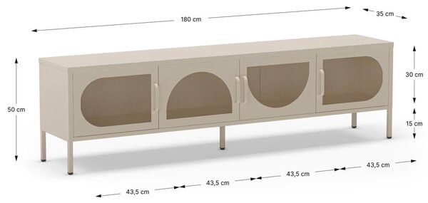 MUZZA TV stolík rayata 180 x 50 cm béžový