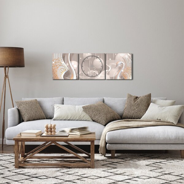 Obraz - Zakliate labute (s hodinami) (90x30 cm)