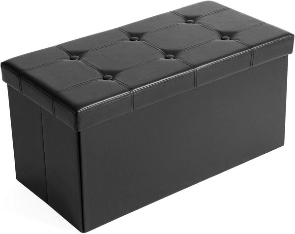ÚLOŽNÝ BOX NA SEDENIE, koža, kompozitné drevo, 76/38/38 cm - Kreslá, Online Only