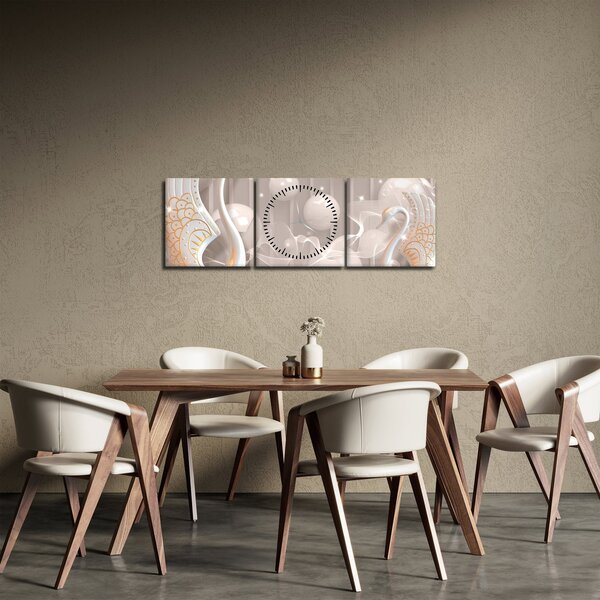 Obraz - Zakliate labute (s hodinami) (90x30 cm)