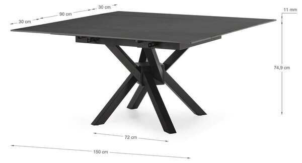 MUZZA Rozkladací jedálenský stôl lenera 150 x 90 (150) cm tmavosivý