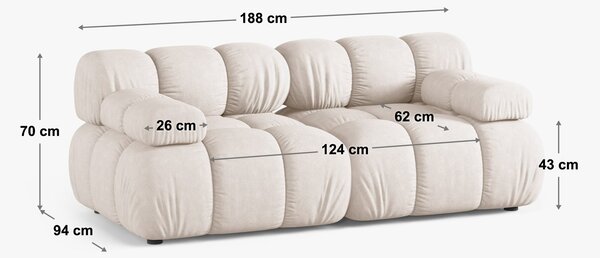 MUZZA Modulárna trojmiestna pohovka Bella 188 cm bouclé svetlobéžová
