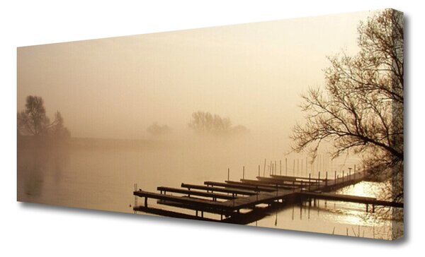 Obraz na plátne Most voda hmla krajina 125x50 cm