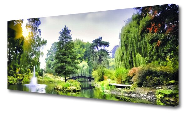 Obraz na plátne Les vodopád slnko príroda 125x50 cm