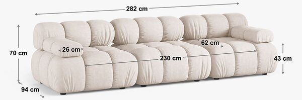 MUZZA Modulárna trojmiestna pohovka Bella 282 cm bouclé béžová