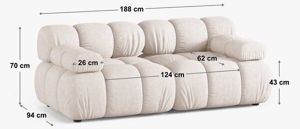 MUZZA Modulárna trojmiestna pohovka Bella 188 cm bouclé béžová