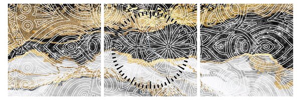 Obraz - Mandala v mramore (s hodinami) (90x30 cm)