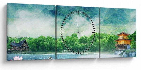 Obraz - Snová krajina (s hodinami) (90x30 cm)