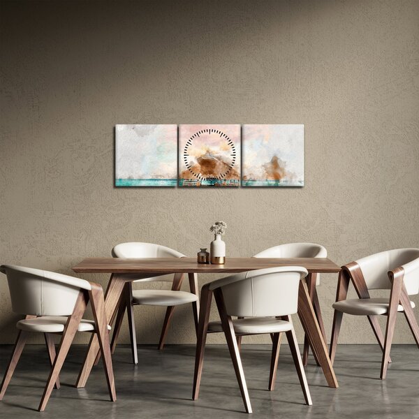 Obraz - Maledivy, drevené mólo (s hodinami) (90x30 cm)