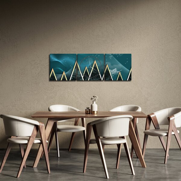 Obraz - Spln nad zlatými horami (s hodinami) (90x30 cm)