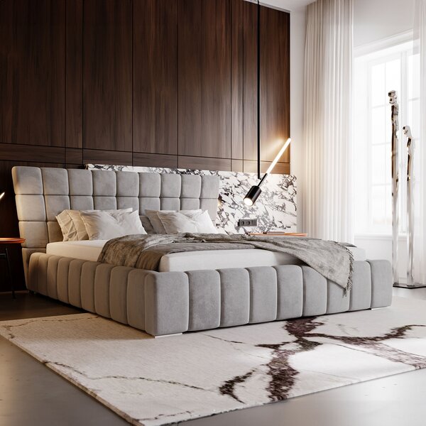 - Dizajnová čalúnená posteľ ALMA ROZMER: 120 x 200 cm, TYP ROŠTU: DREVENÝ ROŠT