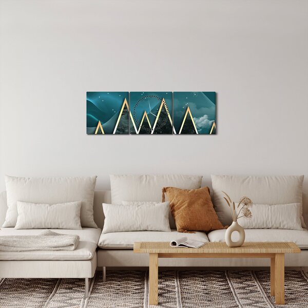 Obraz - Spln nad zlatými horami (s hodinami) (90x30 cm)