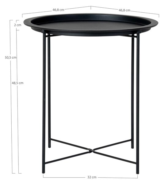 MUZZA Odkladací stolík ATISA Ø 47 cm čierny