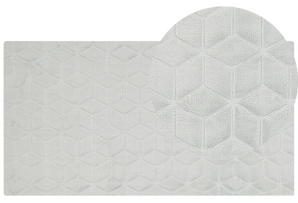 Koberec z umelej zajačej kožušiny sivozelený 80 x 150 cm umelá polyesterová kožušina mäkký huňatý s vysokým vlasom