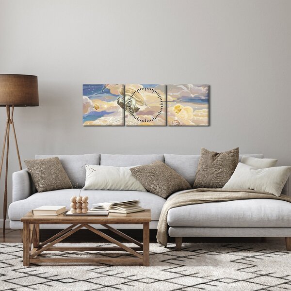 Obraz - Nebeské medúzy (s hodinami) (90x30 cm)