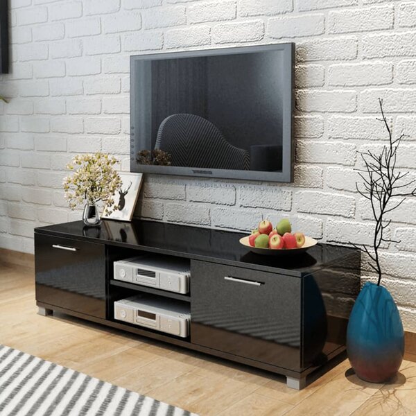 TV skrinka, lesklá čierna 120x40,3x34,7 cm