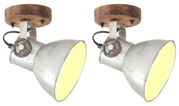Industriálne nástenné / stropné lampy 2 ks strieborné 20x25 cm E27