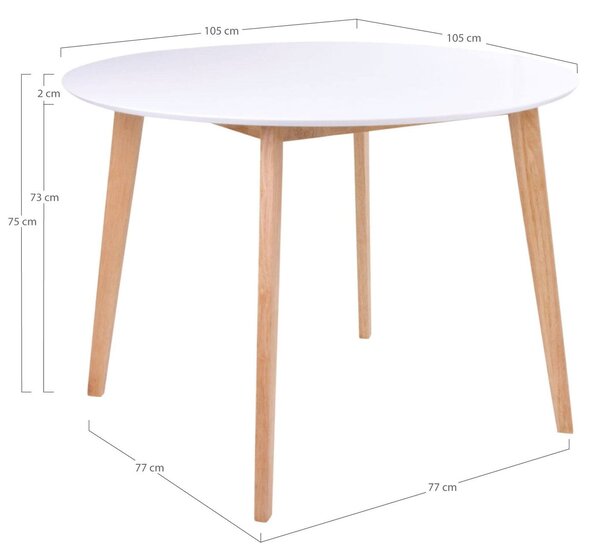 MUZZA Jedálenský stôl NEJVO Ø 105 cm biely