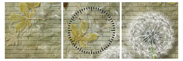 Obraz - Púpavy unášané vetrom (s hodinami) (90x30 cm)