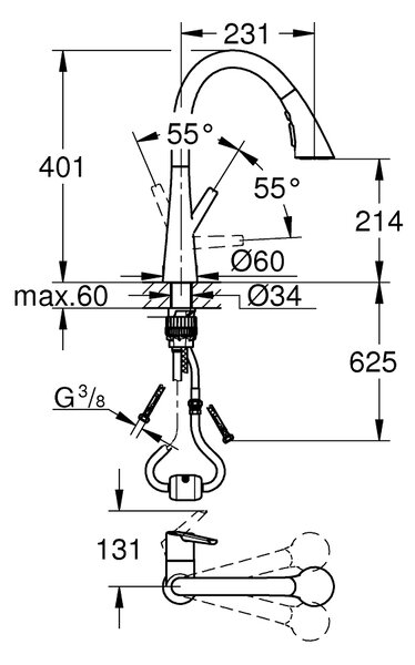 GROHE Zedra - Páková drezová batéria, chróm 32294002
