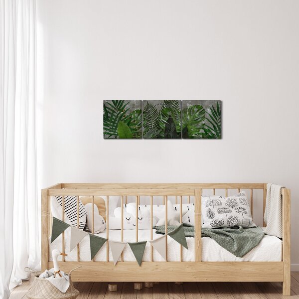 Obraz - Betónový múr s rastlinami (s hodinami) (90x30 cm)