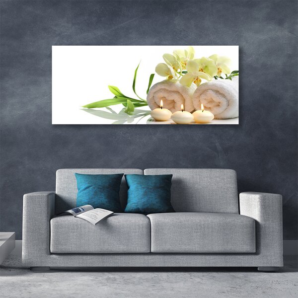 Obraz Canvas Kúpele uteráky sviece orchidea 125x50 cm