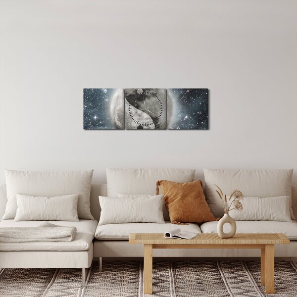 Obraz - Vesmírna rovnováha (s hodinami) (90x30 cm)