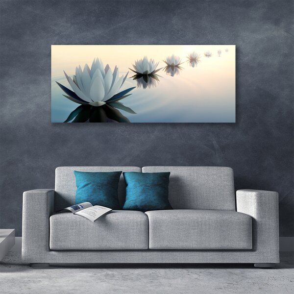 Obraz Canvas Vodné lilie biely lekno 125x50 cm