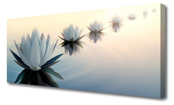 Obraz Canvas Vodné lilie biely lekno 125x50 cm