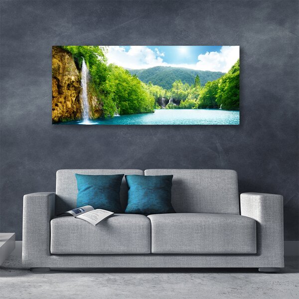 Obraz Canvas Hory les jazero príroda 125x50 cm