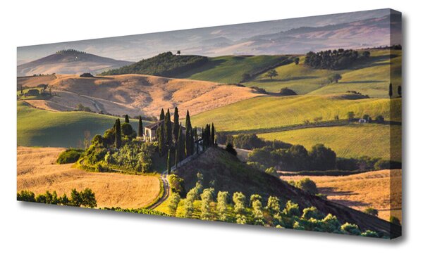 Obraz Canvas Príroda vrchoviny lúky domček 125x50 cm