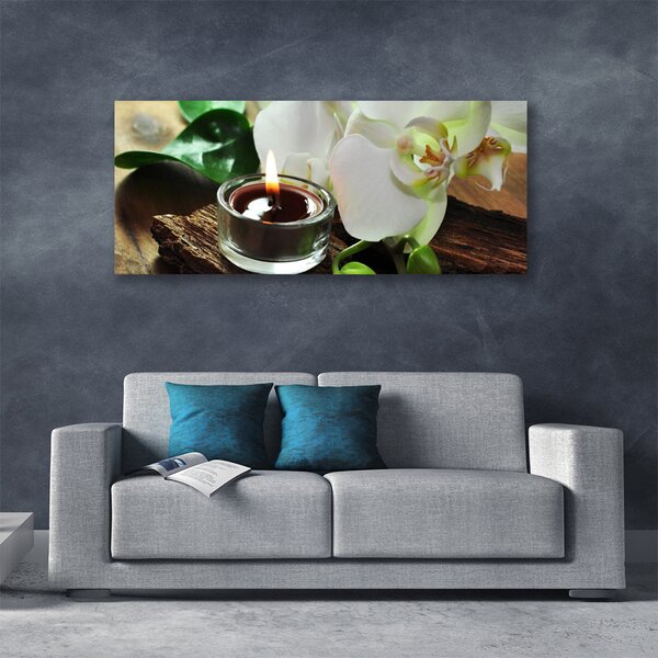 Obraz Canvas Orchidea sviece do kúpeľov 125x50 cm