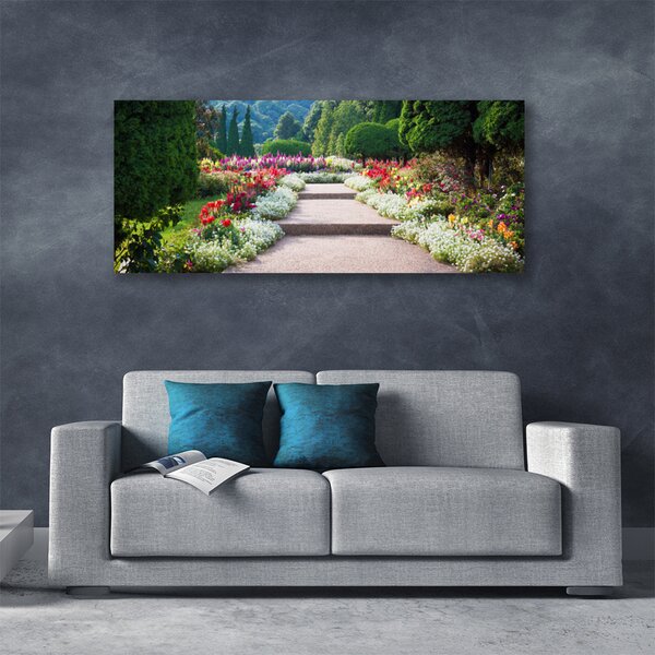 Obraz Canvas Park kvety schody záhrada 125x50 cm