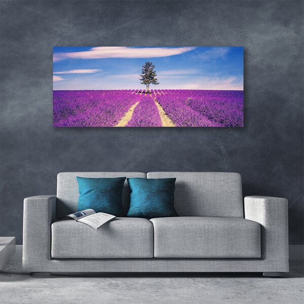Obraz Canvas Pole levanduľa lúka strom 125x50 cm