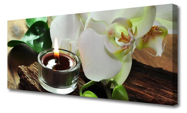 Obraz Canvas Orchidea sviece do kúpeľov 125x50 cm