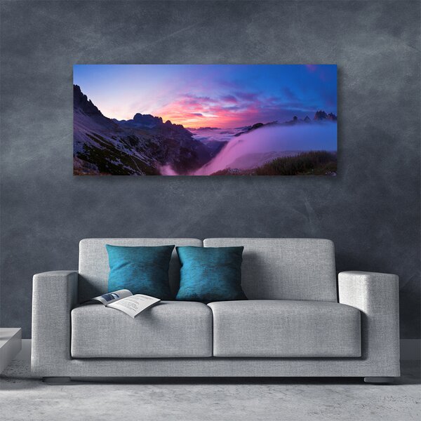 Obraz Canvas Hmla hory východ slnka 125x50 cm