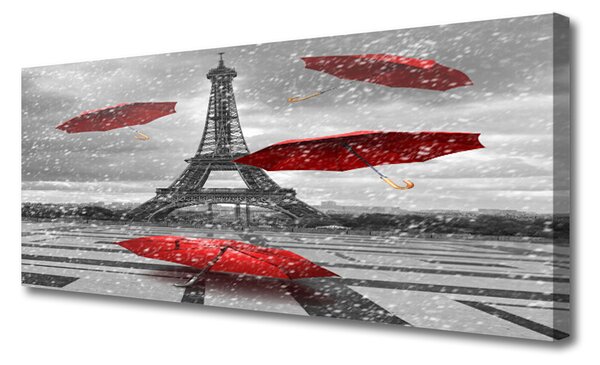 Obraz Canvas Eiffelova veža paríž dáždnik 125x50 cm