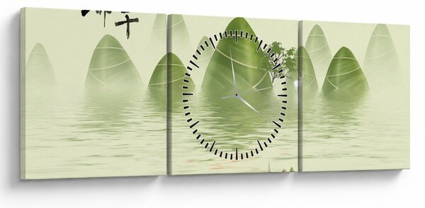 Obraz - Údolie zelených hôr (s hodinami) (90x30 cm)