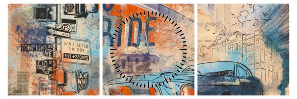 Obraz - Zrodený na jazdu (s hodinami) (90x30 cm)