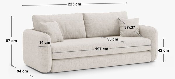 MUZZA Rozkladacia Pohovka Midor Rovná 225 cm Štruktúrovaná látka Svetlobéžová