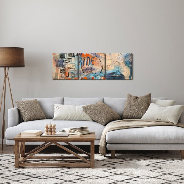 Obraz - Zrodený na jazdu (s hodinami) (90x30 cm)