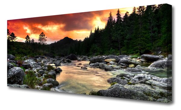 Obraz Canvas Jazero kamene les príroda 125x50 cm