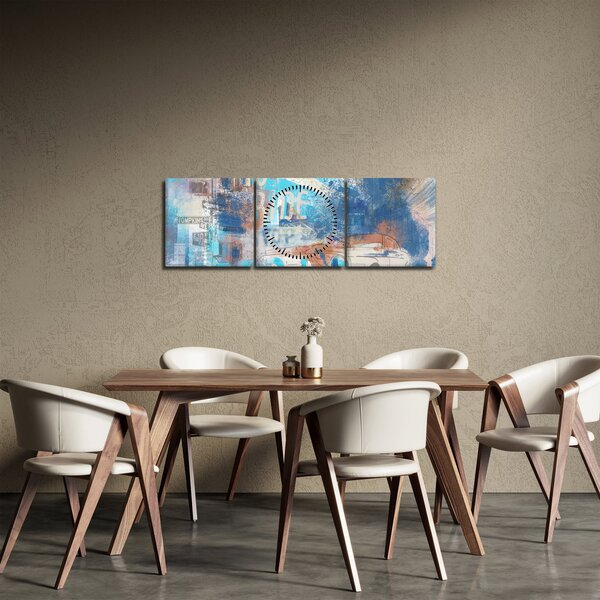 Obraz - Zrodený na jazdu, modré tóny (s hodinami) (90x30 cm)