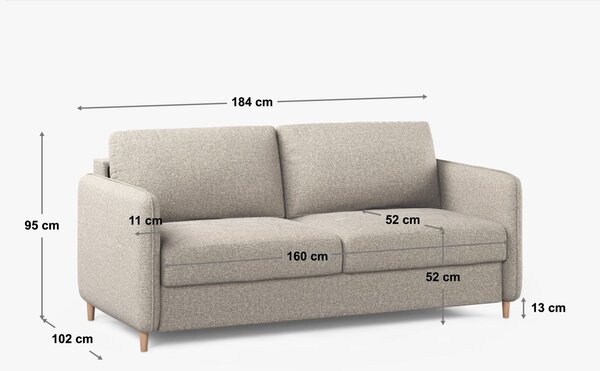 MUZZA Rozkladacia Pohovka Mosina 184 cm Štruktúrovaná látka Piesková