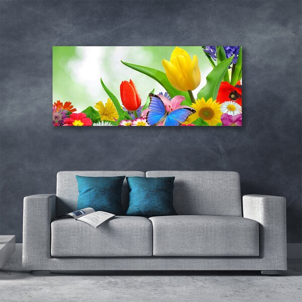 Obraz Canvas Motýľ kvety príroda 125x50 cm